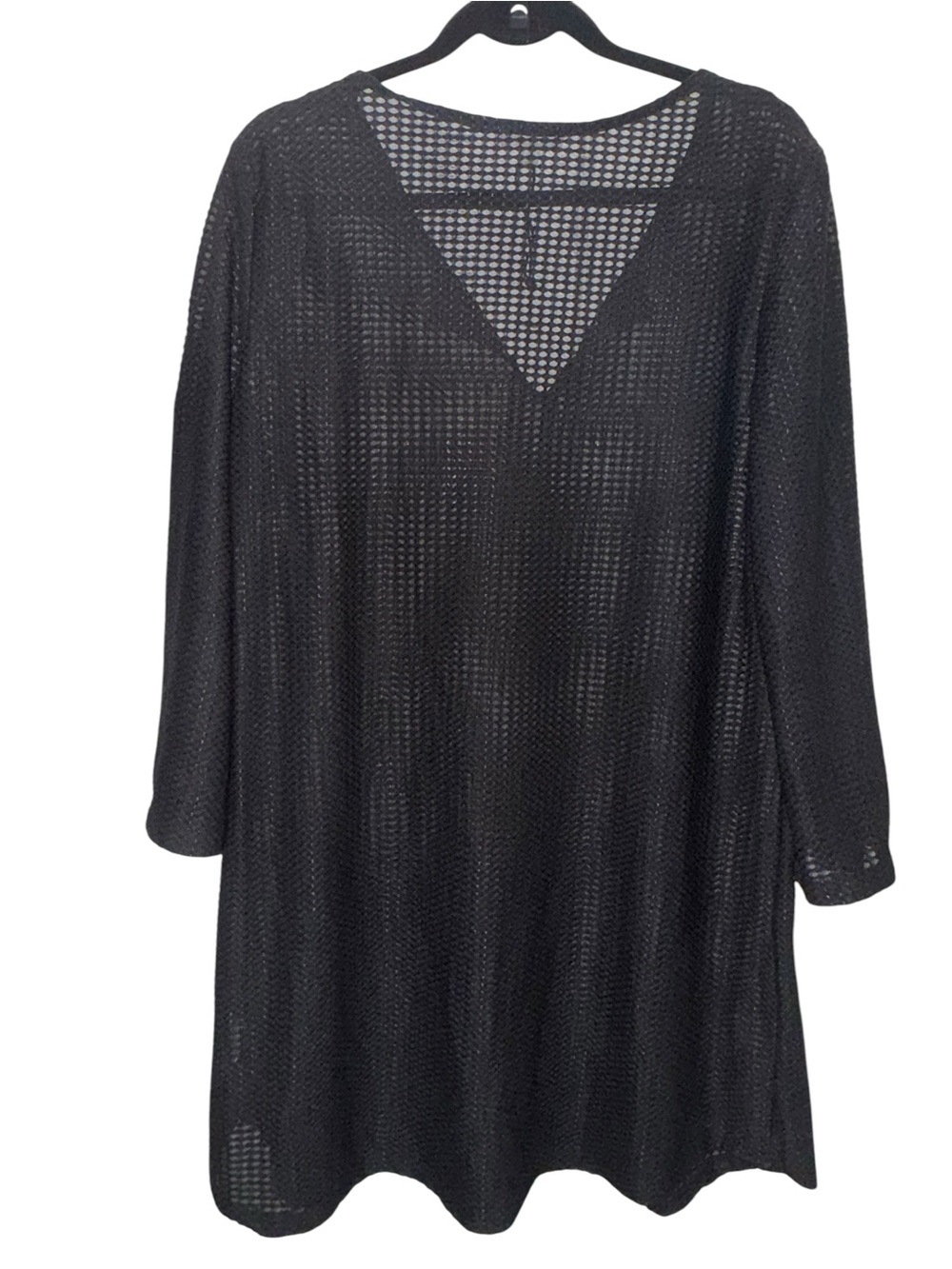 Black V-Neck Open-Knit Swim Coverup Tunic